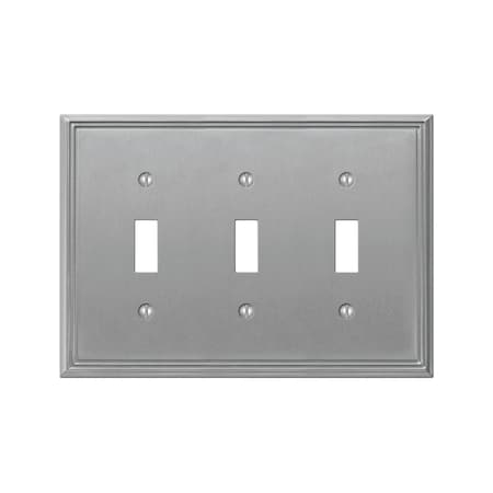 Amerelle Wall Plate, Number of Gangs: 3 gang Die-cast Metal, Brushed Nickel Finish, Gray 77TTTBN